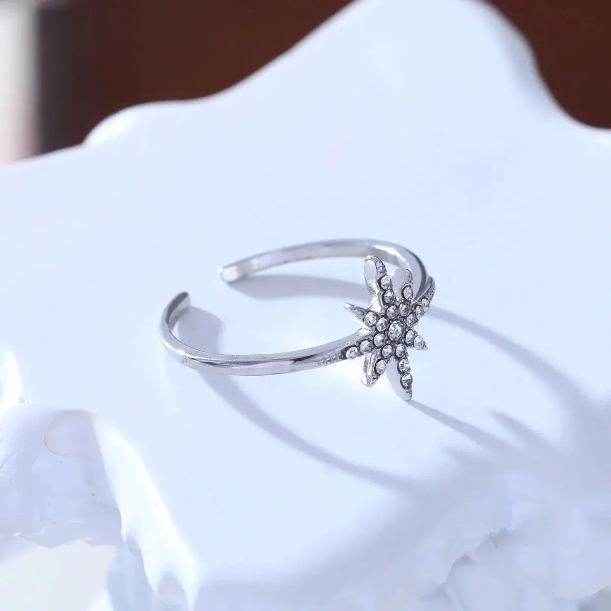 Bague ajustable argentée étoile à strass Lina shop