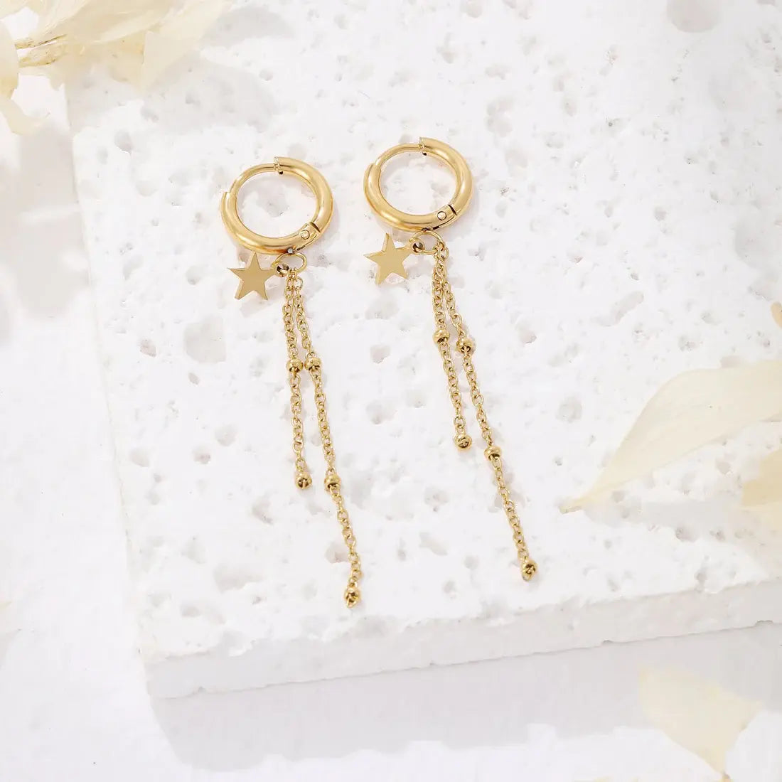 Boucles d'oreilles mini créole avec chaînes pendantes et étoile Lina shop