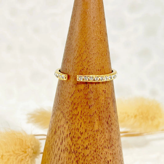 Bague ajustable simple dorée entourée de strass Lina shop
