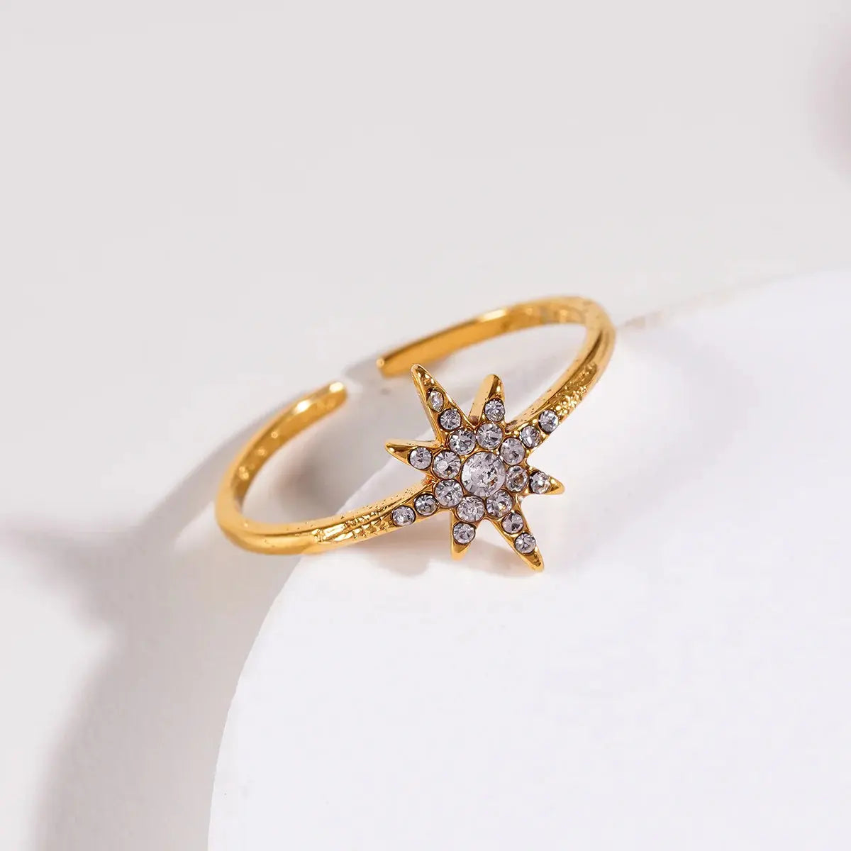 Bague dorée étoile à strass ajustable Lina shop