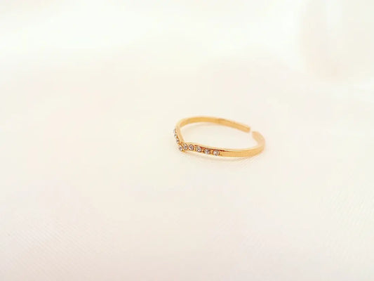Bague ligne en v avec strass Lina shop