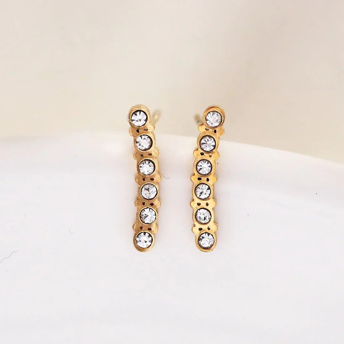 Boucles d'oreilles dorées ligne de strass Lina shop