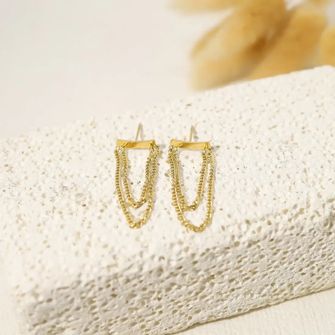 Boucles d'oreilles ligne avec double chaîne Lina shop