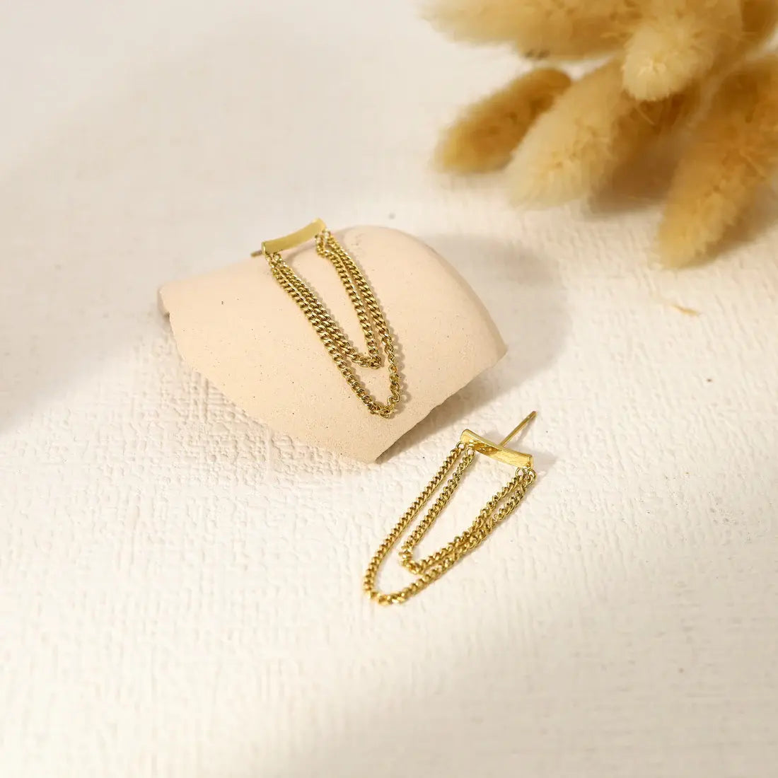 Boucles d'oreilles ligne avec double chaîne Lina shop