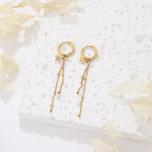 Boucles d'oreilles mini créole avec chaînes pendantes et étoile Lina shop