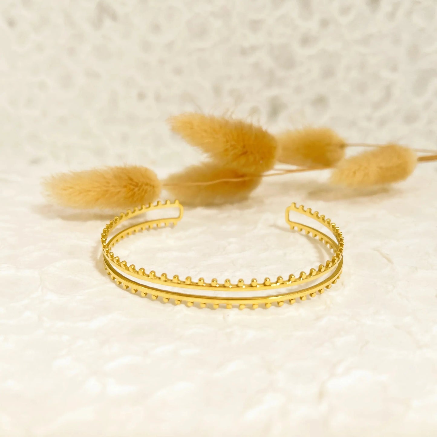 Bracelet ajustable jonc doré double ligne Lina shop