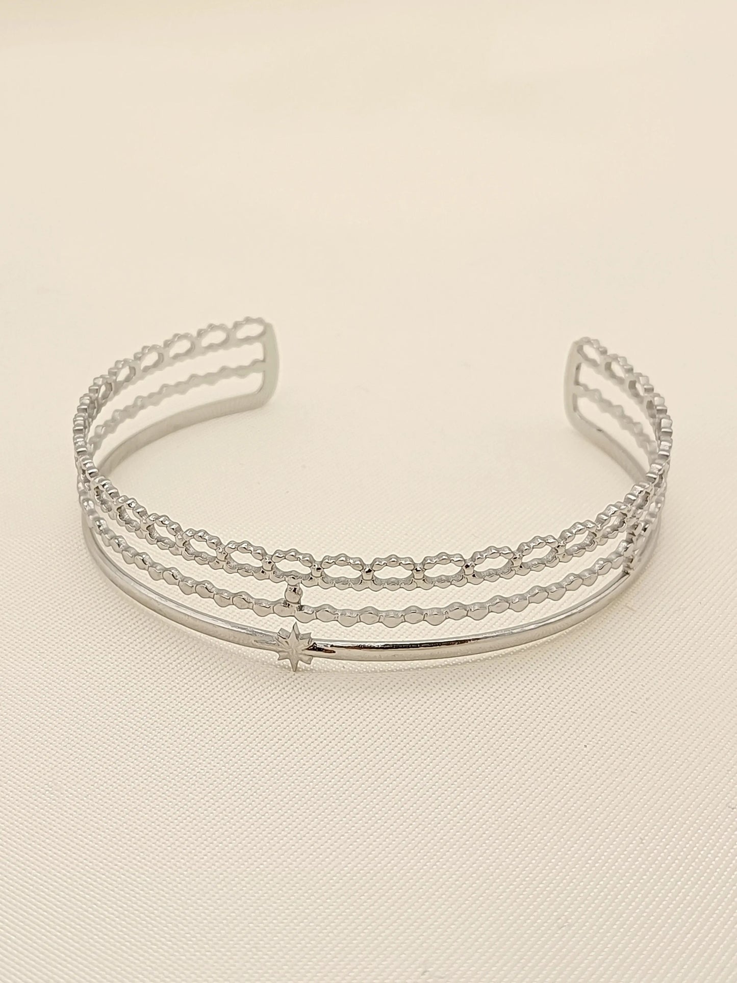 Bracelet argenté multi lignes ajustable Lina shop