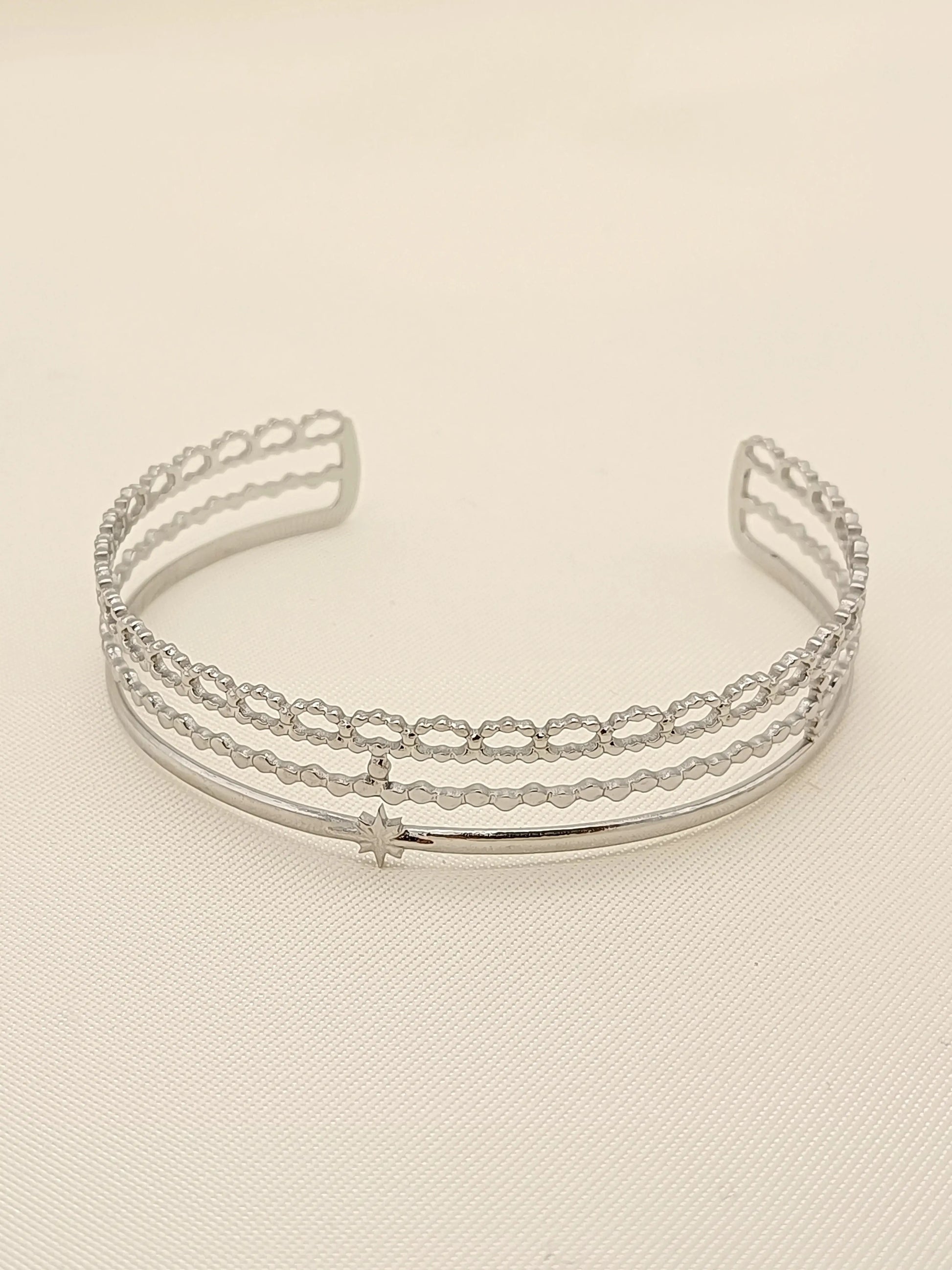 Bracelet argenté multi lignes ajustable Lina shop