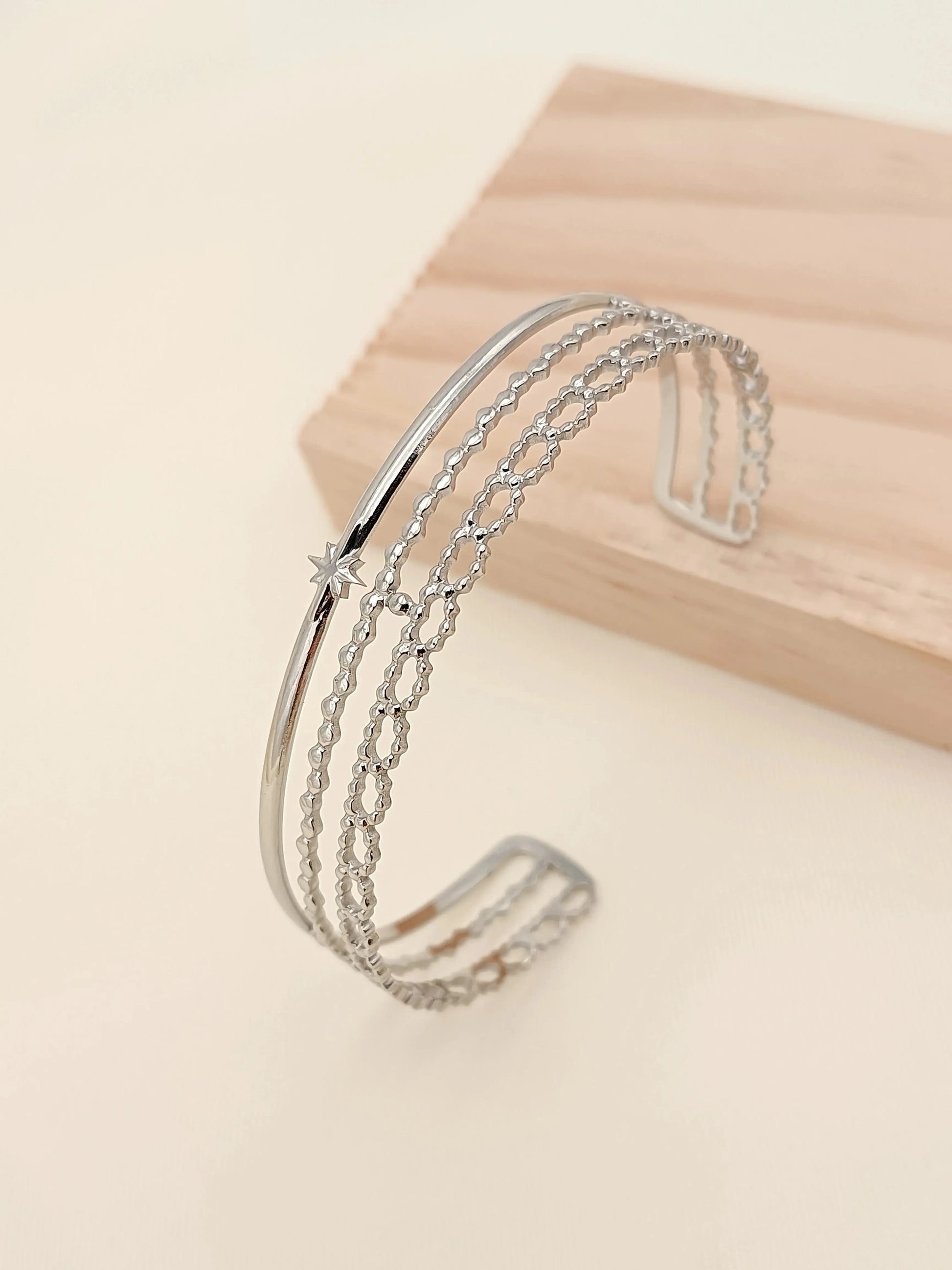 Bracelet argenté multi lignes ajustable Lina shop