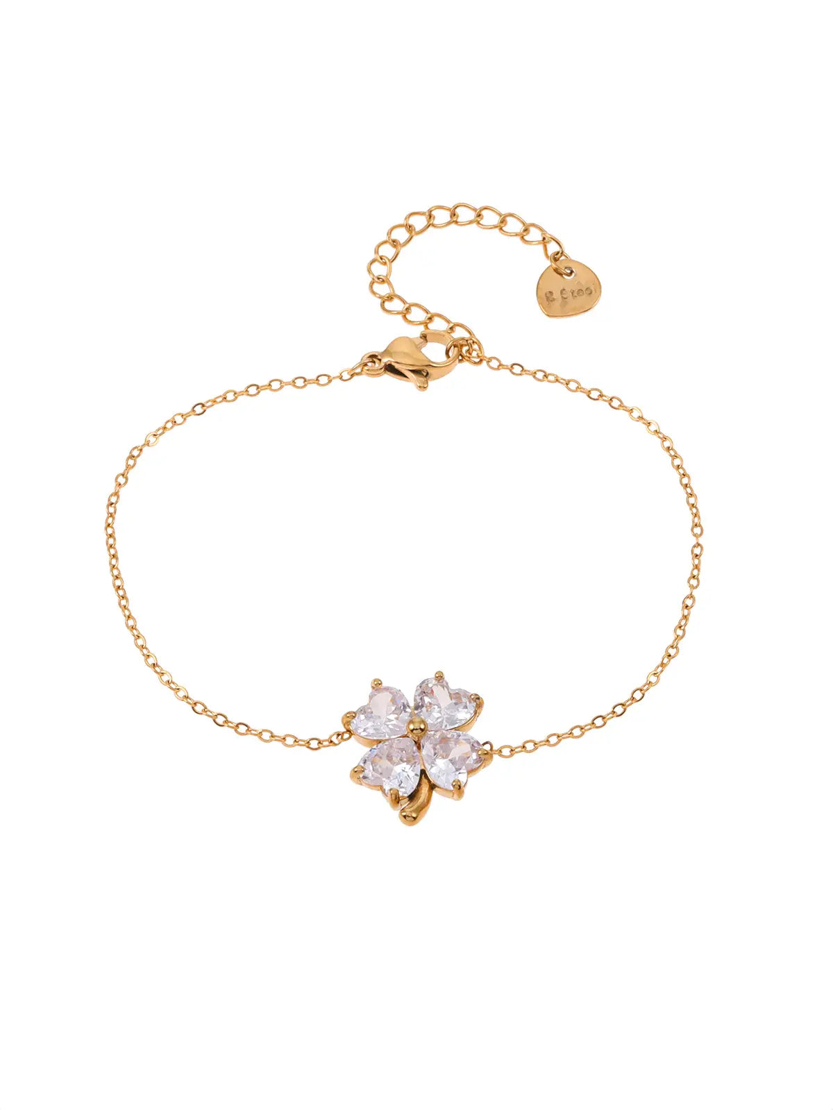 Bracelet chaîne dorée avec fleur en strass Lina shop