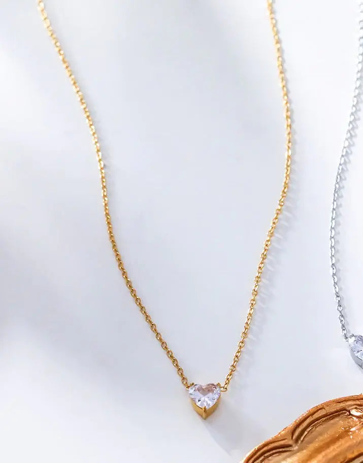 Collier chaine dorée cœur en strass Lina shop