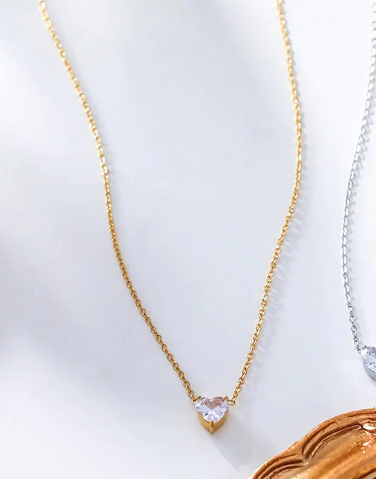Collier chaine dorée cœur en strass Lina shop