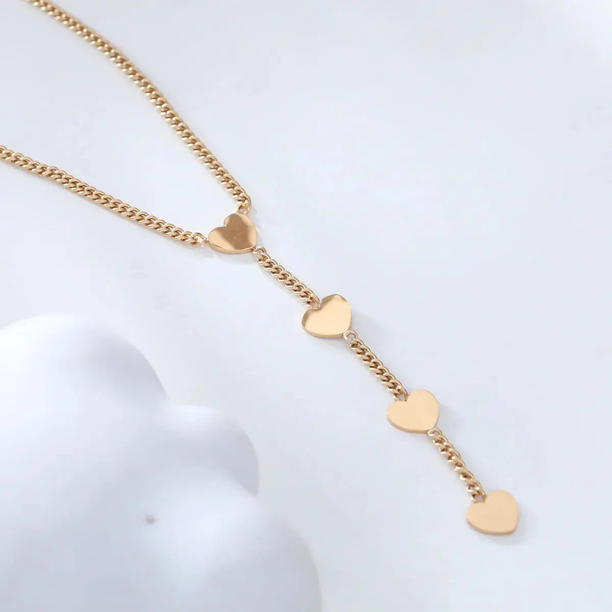 Collier chaine dorée en y avec cœurs Lina shop