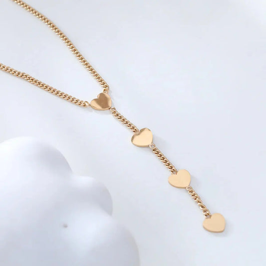 Collier chaine dorée en y avec cœurs Lina shop