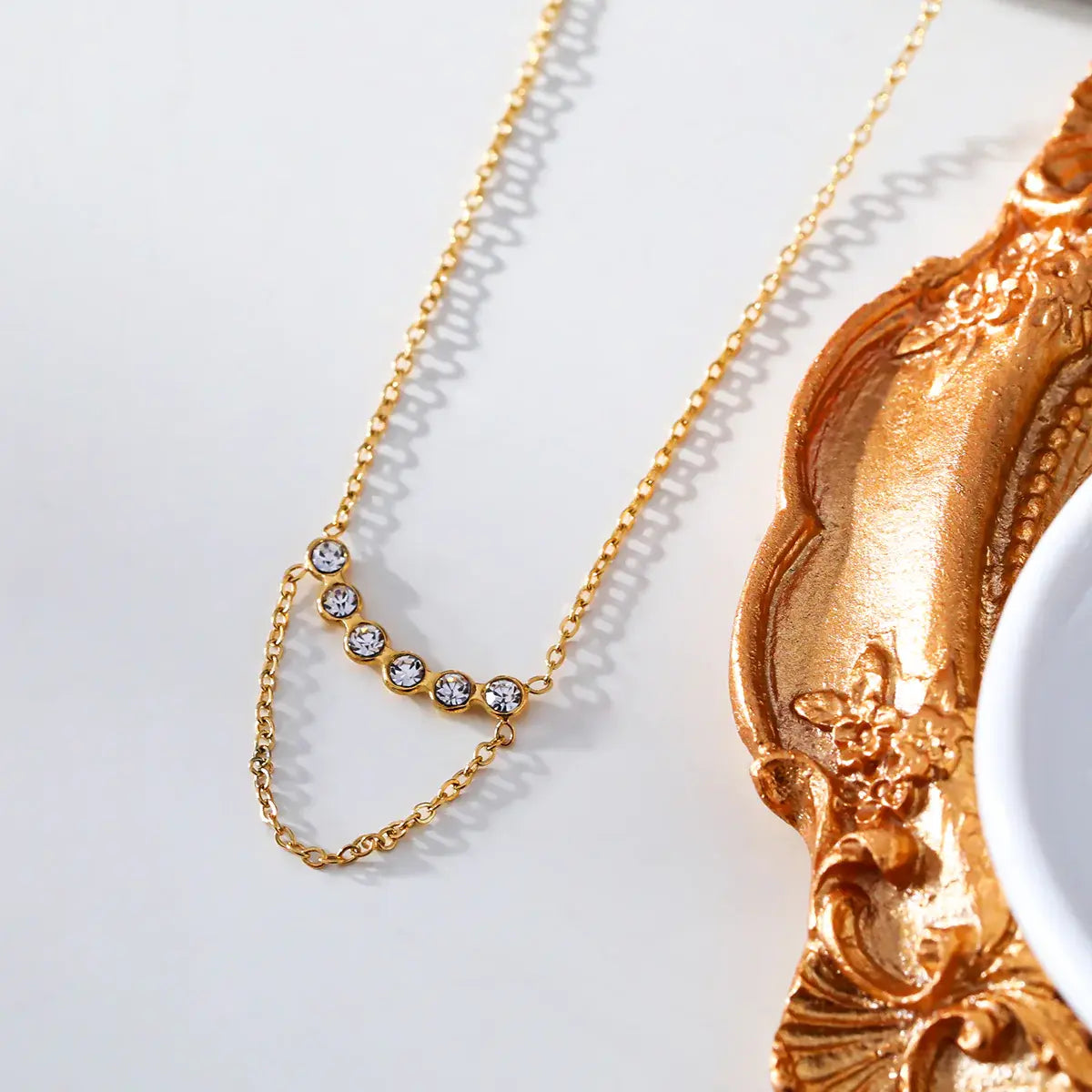 collier chaine dorée avec strass et chaine Lina shop